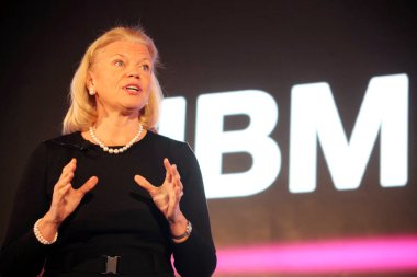 Ginni Rometty, Senior Vice President of IBM Corporation, delivers a speech at the IBM Forum 2011 in Beijing, China, 25 March 2011. clipart