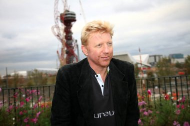 Former world No.1 tennis player Boris Becker of Germany visits the Olympic Park in Stratford, London, UK, 31 October 2011 clipart