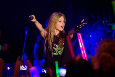 Canadian singer Avril Lavigne performs at her concert in the Shanghai Grand Stage in Shanghai, China, 2 May 2011.