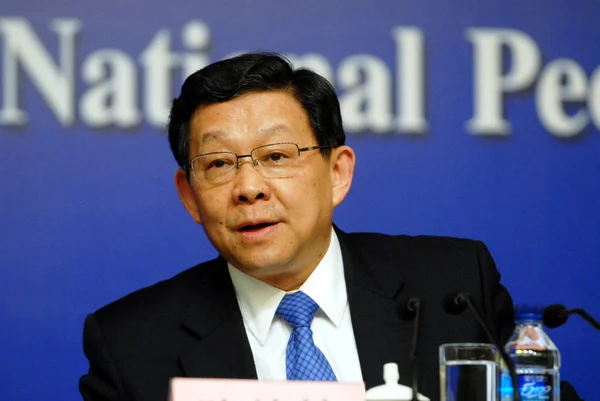 Chen Deming Ministr Obchodu Číny Odpovědi Otázku Tiskové Konferenci Během — Stock fotografie
