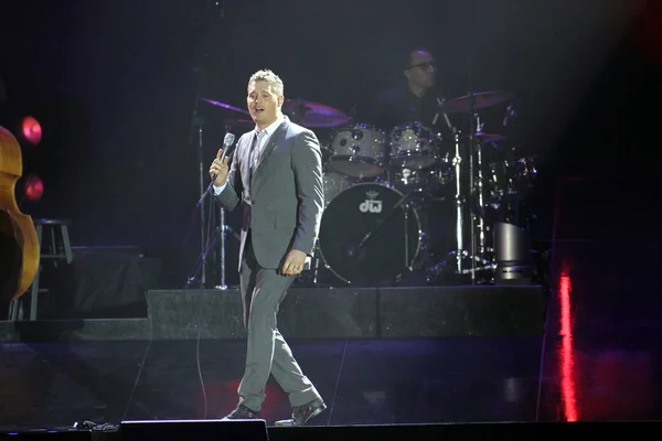 Kanadai Jazz Énekes Michael Buble Végez Hong Kong Kína Koncert — Stock Fotó