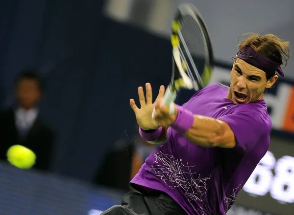 Rafael Nadal Espanha Retorna Arremesso Contra Florian Mayer Alemanha Durante — Fotografia de Stock