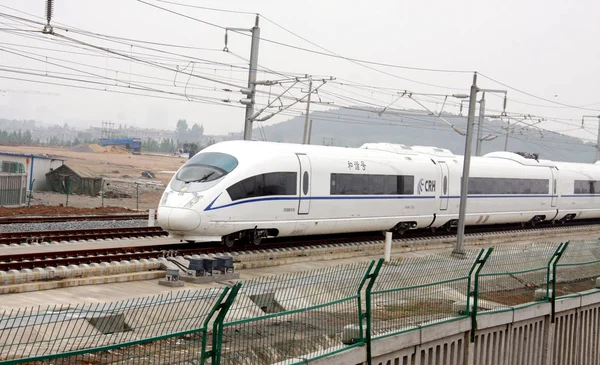 Crh China Railway High Speed Pociąg Biegnie Pekin Szanghaj Kolei — Zdjęcie stockowe