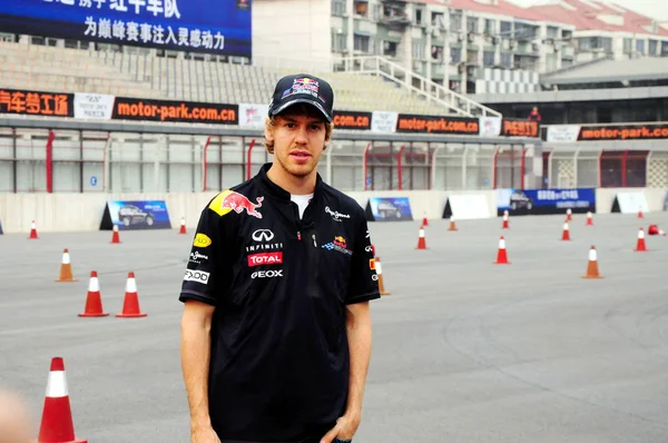 Pilota Tedesco Sebastian Vettel Del Team Red Bull Formula Raffigurato — Foto Stock