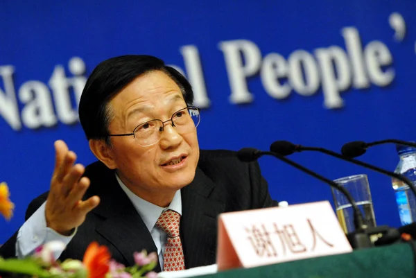 Xie Xuren Finanzminister Chinas Beantwortet Eine Frage Auf Einer Pressekonferenz — Stockfoto