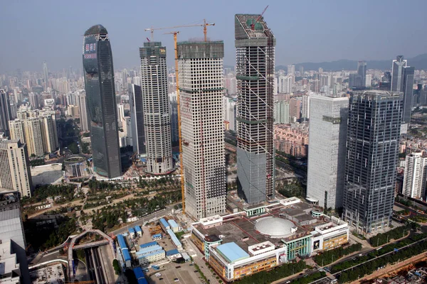Tekintettel Modern Sokemeletes Épületek Építés Alatt Guangzhou City Dél Chinas — Stock Fotó