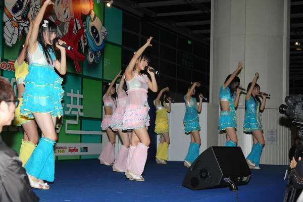 Membros Grupo Pop Japonês Ske48 Apresentam Seu Mini Concerto Durante — Fotografia de Stock