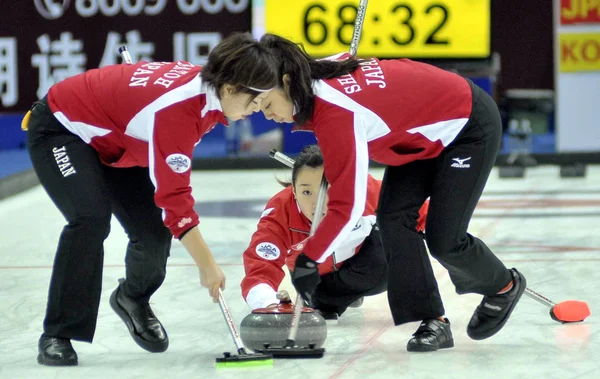 Spieler Japans Messen Sich Bei Den Pazifik Asiatischen Curling Meisterschaften — Stockfoto