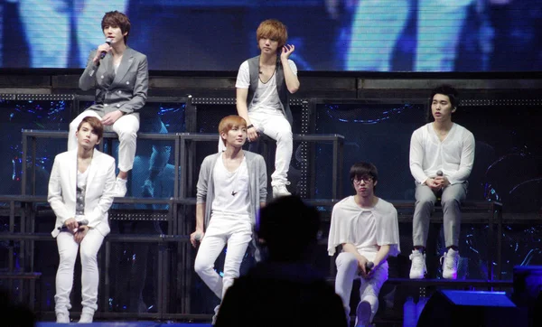 Grup Pop Korea Selatan Super Junior Tampil Konsernya Expo Culture — Stok Foto
