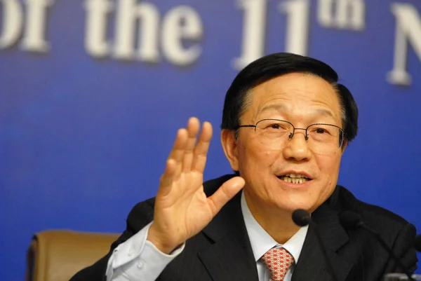 Xie Xuren Ministra Finanzas China Responde Una Pregunta Una Conferencia —  Fotos de Stock