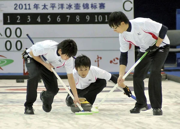Игроки Японии Соревнуются Мужском Двойном Круговом Матче Против Китайского Тайбэя — стоковое фото