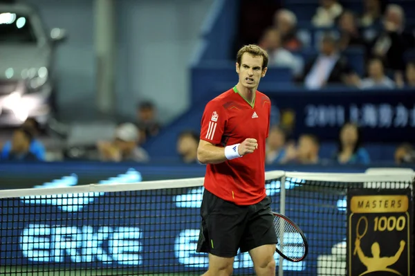 Andy Murray Gran Bretaña Celebra Después Anotar Contra David Ferrer — Foto de Stock
