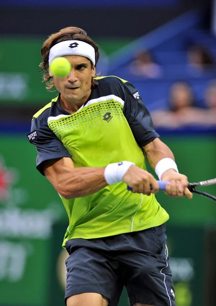 David Ferrer Spanien Returnerar Ett Skott Mot Andy Murray Storbritannien — Stockfoto