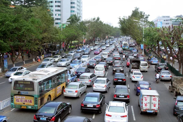 Masas Coches Ven Avenida Changan Beijing China Septiembre 2009 — Foto de Stock