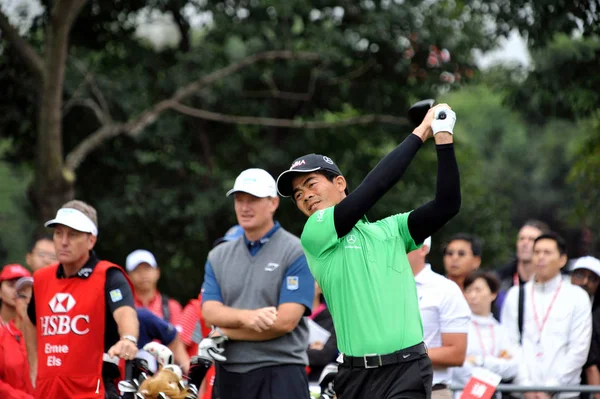 Liang Wenchong Chine Élance Dernière Ronde Tournoi Golf Wgc Hsbc — Photo