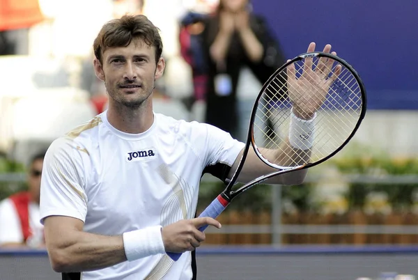 Juan Carlos Ferrero España Celebra Victoria Sobre Marcel Granollers España — Foto de Stock