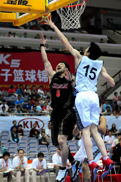 Unidentified Player Mongolia Right Tries Block Shot Shinsuke Kashiwagi Japan — Stock Photo, Image