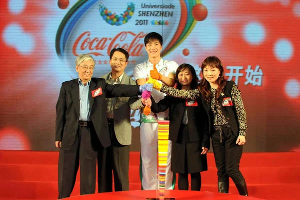 Star Chinoise Liu Xiang Centre Les Officiels Dirigeants Coca Cola — Photo