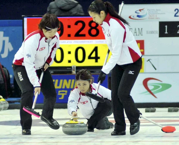 Giocatori Del Giappone Gareggiano Nella Finale Bronzo Femminile Contro Nuova — Foto Stock