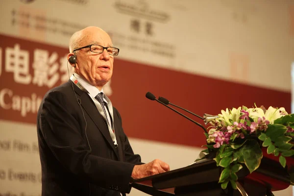 Magnata Mídia Rupert Murdoch Presidente Ceo News Corporation Fala Durante — Fotografia de Stock