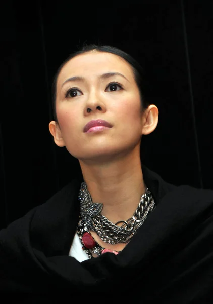 Chinese Actrice Zhang Ziyi Geïnterviewd Een Persconferentie Voor Film Till — Stockfoto