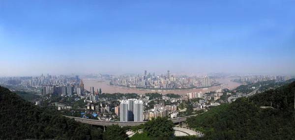 Skyline Della Penisola Yuzhong Con Cluster Edifici Uffici Residenziali Chongqing — Foto Stock