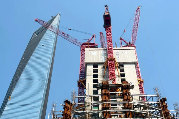 Shanghai Tower Höger Uppbyggnad Bredvid Shanghai World Financial Center Lujiazui — Stockfoto