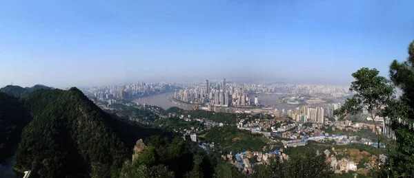 Panorama Poloostrova Yuzhong Shluky Kancelářských Obytných Budov Čchung Čching Čína — Stock fotografie