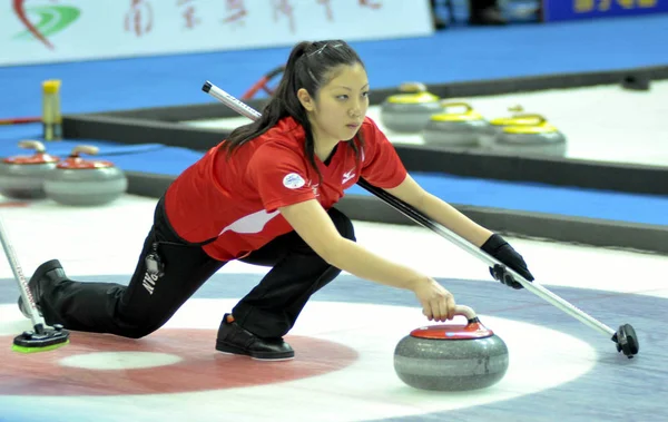 Eine Spielerin Aus Japan Tritt Bei Den Pazifik Asiatischen Curling — Stockfoto