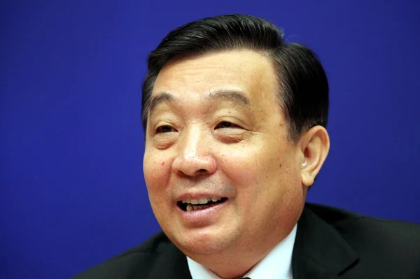 Wang Chen Chef För Informationskontoret Statsrådet Talar Vid Presskonferens Peking — Stockfoto