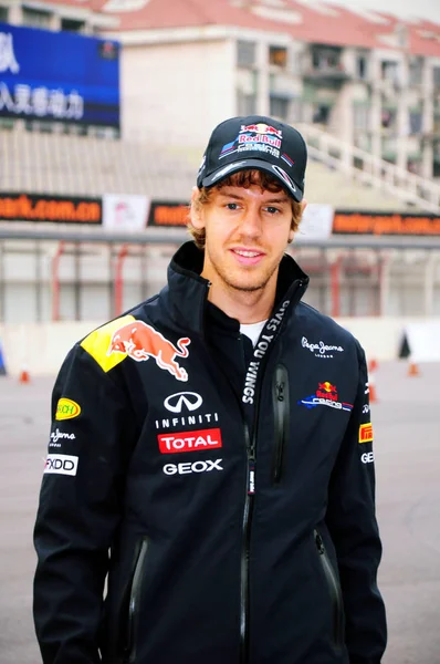Pilota Tedesco Sebastian Vettel Del Team Red Bull Formula Raffigurato — Foto Stock