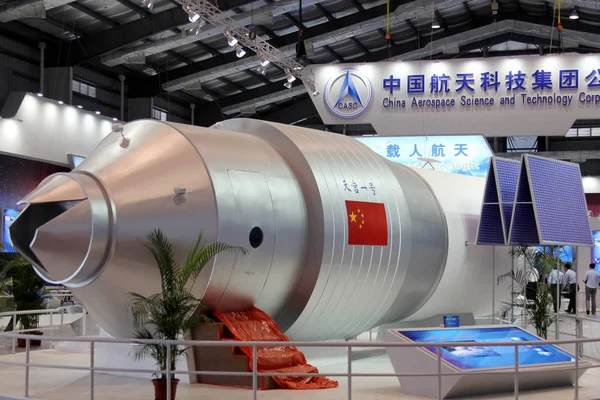 Modell Tiangong Rymdmodulen Ses Displayen Den China International Aviation Och — Stockfoto