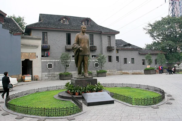 Uma Estátua Zhou Enlai Vista Zengjiayan Chongqing China Março 2005 — Fotografia de Stock