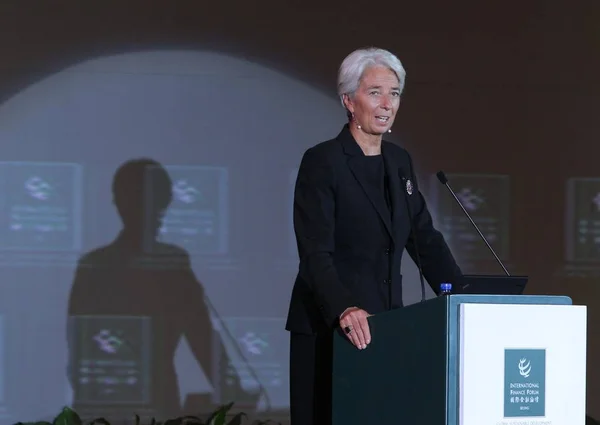 Die Chefin Des Internationalen Währungsfonds Iwf Christine Lagarde Spricht Während — Stockfoto