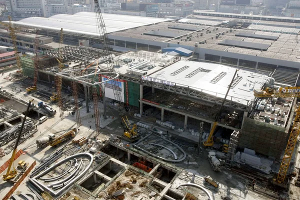 Stazione Ferroviaria Shanghai Costruzione Shanghai Cina Gennaio 2010 — Foto Stock