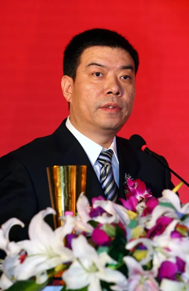 Liu Jian Dyrektor Generalny Shanghai Volkswagen Przemawia Podczas Imprezy Pekinie — Zdjęcie stockowe