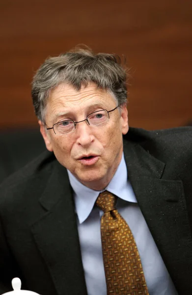 Microsofts Grundare Bill Gates Avbildas Ett Möte Handels Ministeriet Kina — Stockfoto