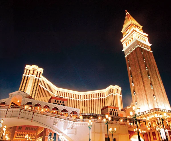 Vista Nocturna Del Hotel Venetian Macao Resort Macao China Agosto —  Fotos de Stock