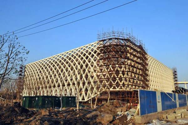 Frankrikes Paviljong Ses Uppbyggnad Expo Platsen Shanghai Kina Januari 2010 — Stockfoto