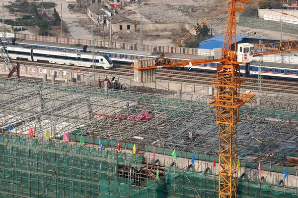 Stazione Ferroviaria Shanghai West Costruzione Shanghai Cina Gennaio 2010 — Foto Stock