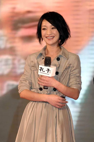 Chinese Actrice Zhou Xun Zien Première Van Film Confucius Guangzhou — Stockfoto