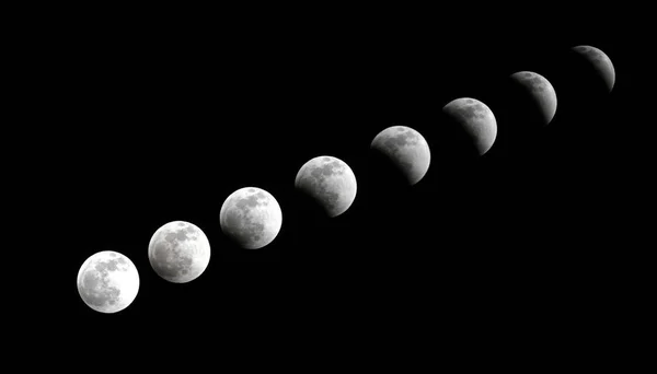 这张合成图像显示了2011年12月10日在中国东部江苏省淮安市拍摄的月全食 — 图库照片