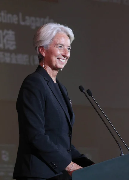 Die Chefin Des Internationalen Währungsfonds Iwf Christine Lagarde Spricht Während — Stockfoto