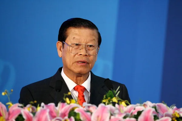 Somsavat Lengsavad Biträdande Premiär Minister Laos Talar Forumet Kina Asean — Stockfoto