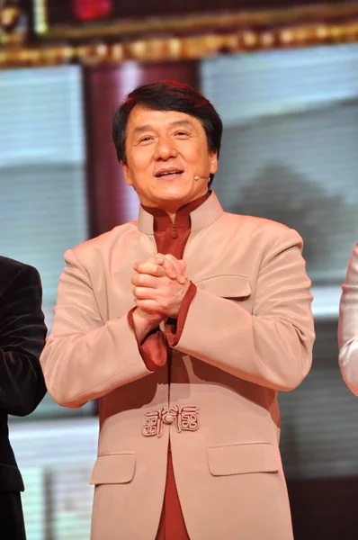 Hongkongské Kungfu Superstar Jackie Chan Vidět Během Smg Jarní Festival — Stock fotografie