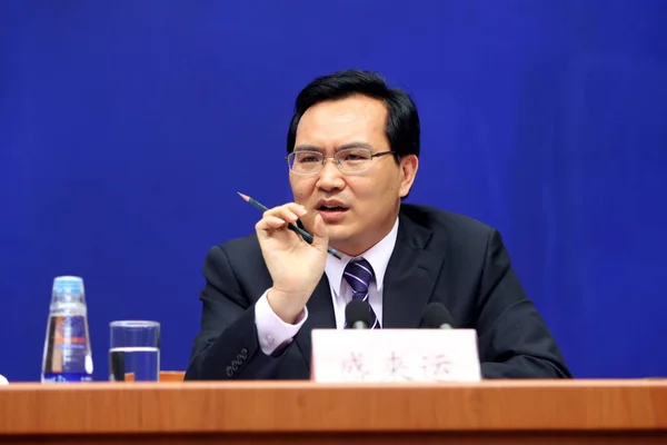 Sheng Laiyun Portavoz Oficina Nacional Estadísticas Nbs Habla Durante Una —  Fotos de Stock