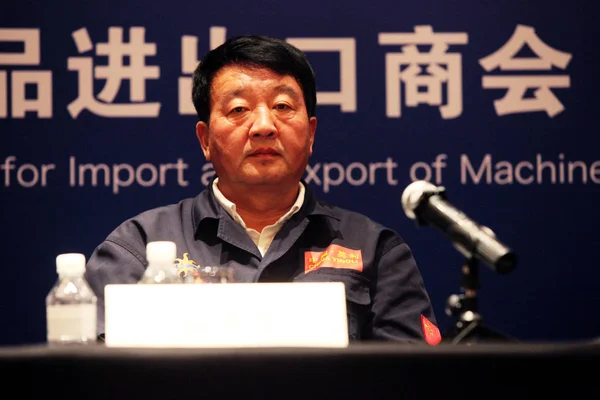 Miao Liansheng Ordförande Yingli Green Energy Holding Company Deltar Presskonferens — Stockfoto