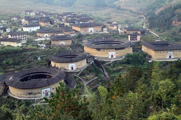 Veduta Degli Edifici Terrestri Nella Contea Yongding Provincia Del Fujian — Foto Stock