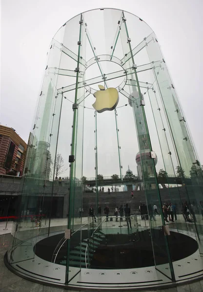 Logotipo Apple Enterance Apple Store Distrito Financiero Lujiazui Pudong Shanghai —  Fotos de Stock