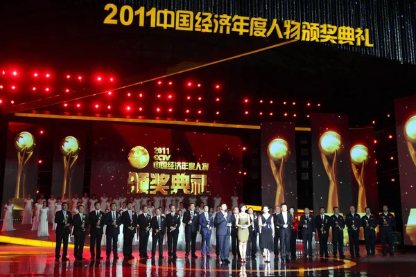 Лауреаты Другие Гости Приняли Участие Церемонии Награждения Ежегодных Китайских Экономических — стоковое фото